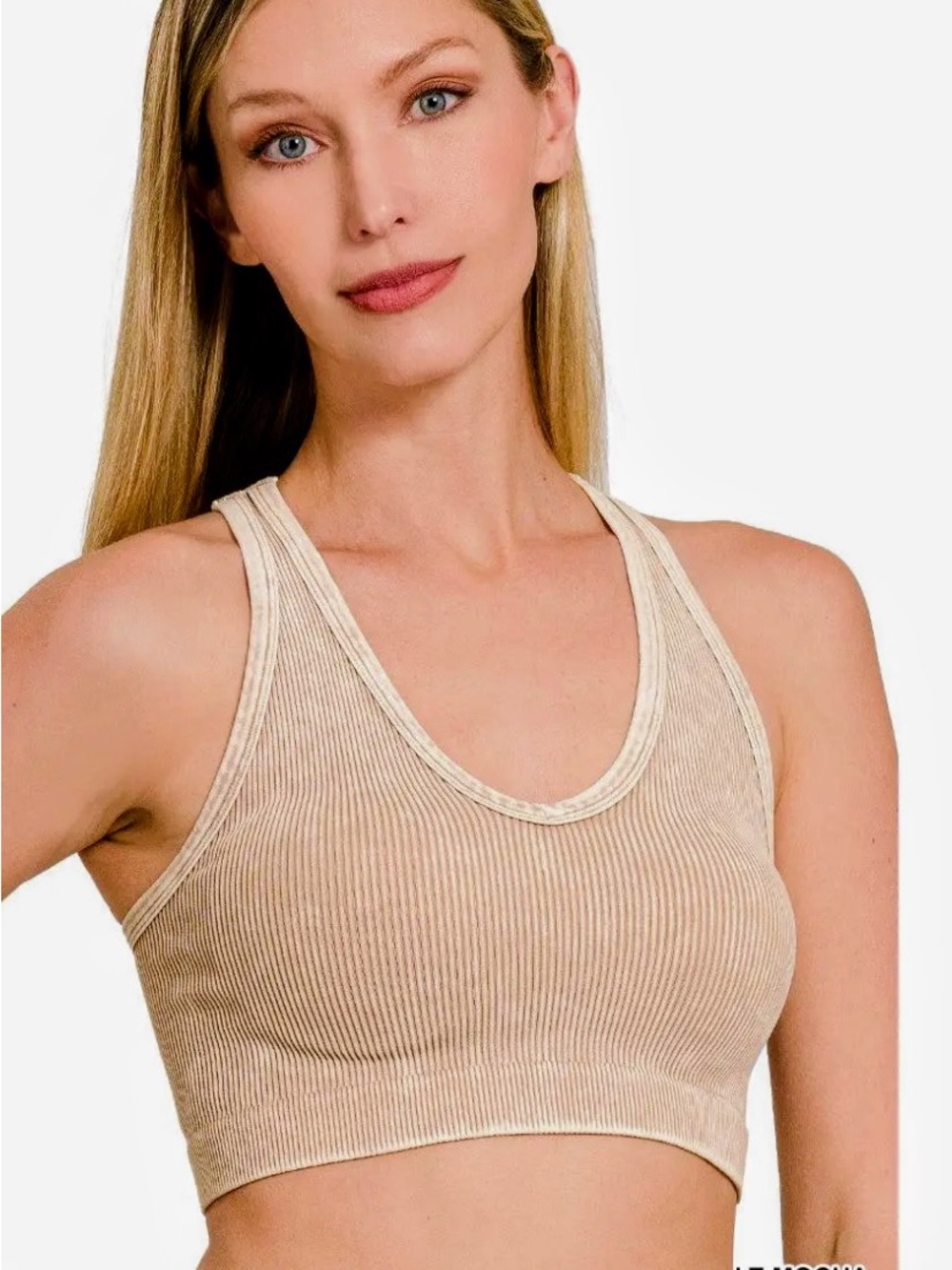 Zenana Outfitters Ribbed V-Neck Brami- in Ash Mocha